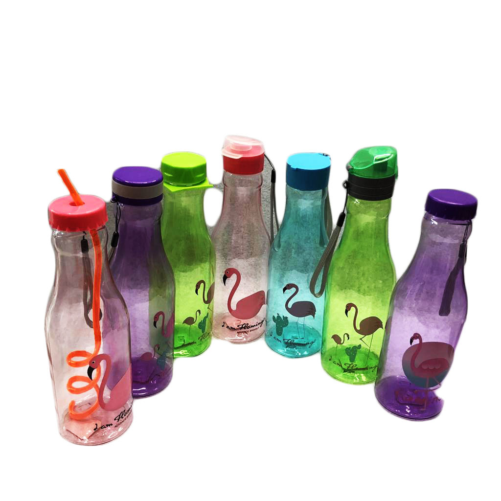 Cartoon flamingo print handy cup with different LIDS Unicorn print soda bottle shaped kettle RS-200848