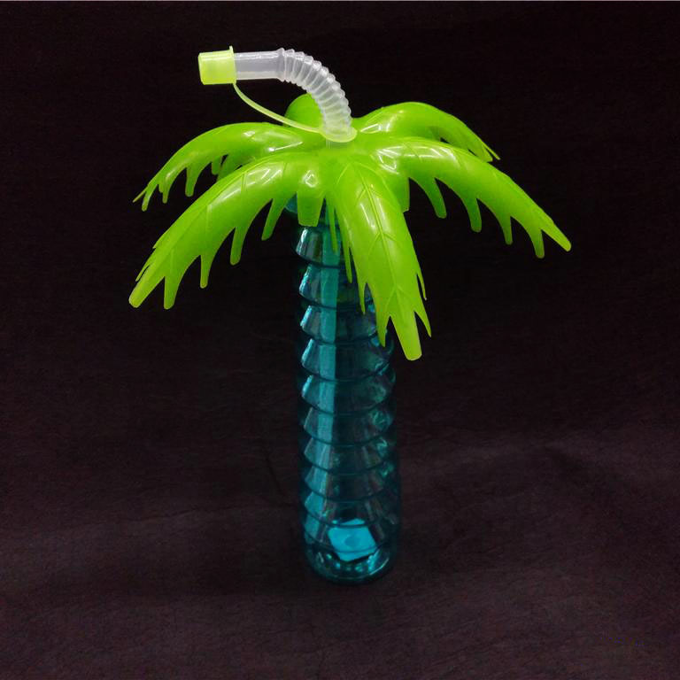With leaves coconut tree straw cup bar hot juice cup Creative long straw drink cup RS-200646