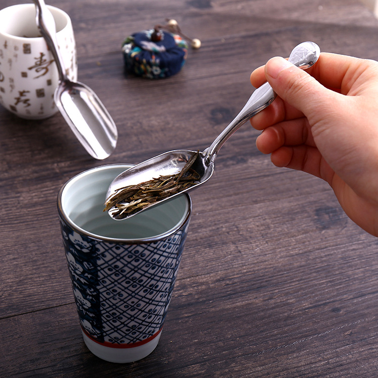不锈钢茶匙茶则茶叶勺茶具配件茶叶铲子金属茶勺小茶叶匙RS-8408