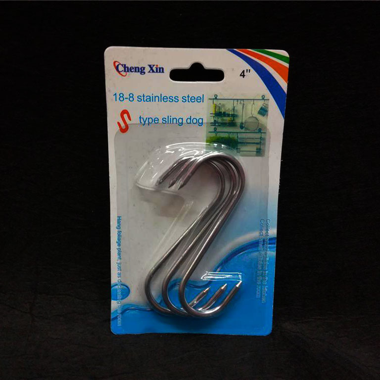 4 inch stainless steel S-shaped hook 3 suction card installation metal hook tip S hook manufacturers direct sales RS-600024