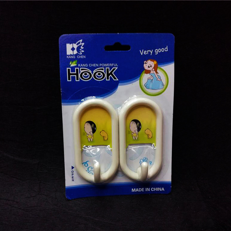 全英文纸卡一体式塑料强力粘钩外贸款英文纸卡长圆形粘钩RS-5967