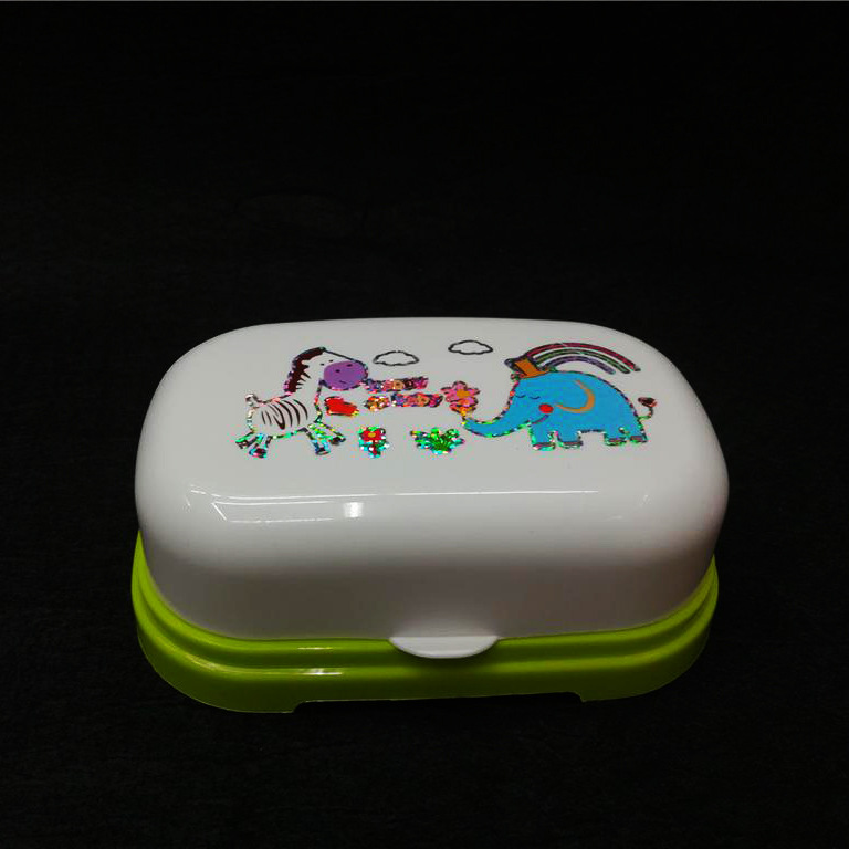 Bright color printed one-piece flip soap box Solid color drain soap box Soap holder RS-7341