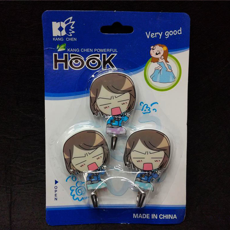 全英文纸卡女孩强力粘钩英文纸卡外贸款卡通小孩粘钩RS-500023