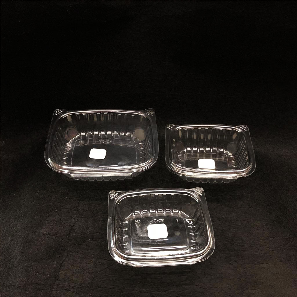 High-grade transparent one-piece lid salad box Disposable transparent salad box takeaway one-piece packaging box RS-1618