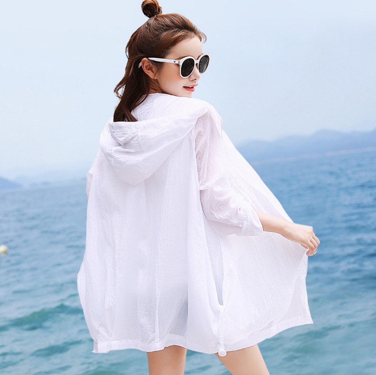 夏季防晒衣女中长款长袖防晒服百搭防晒衫薄款外套