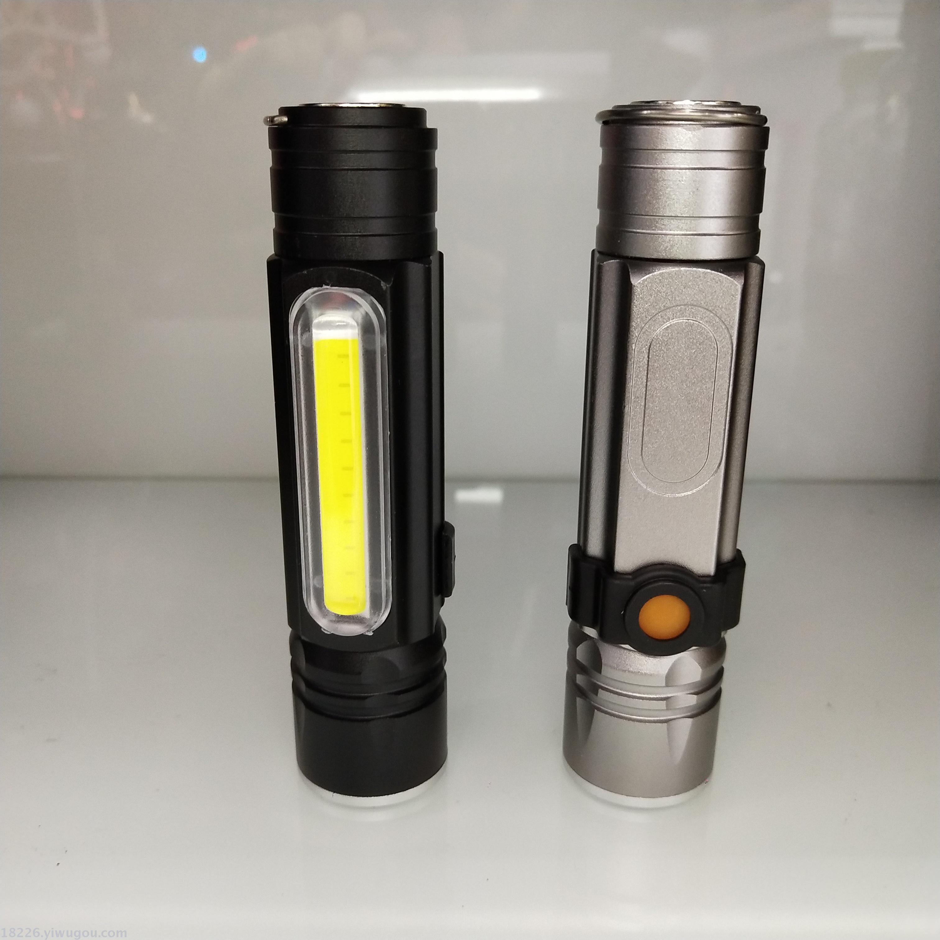 变焦led铝合金T6户外强光COB手电筒usb充电迷你小手电筒厂家直销