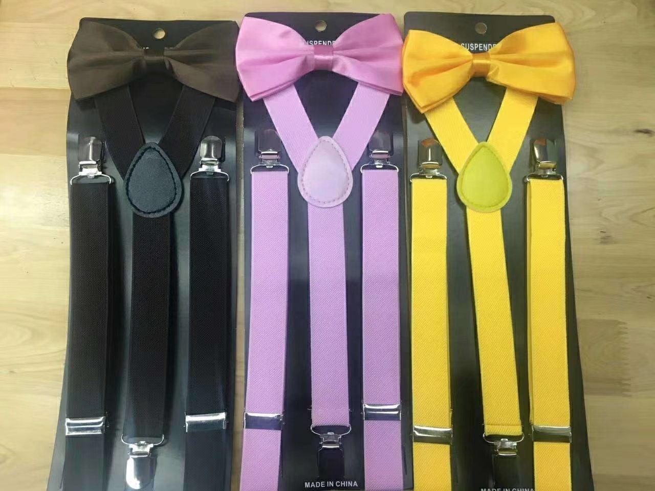 High-end bow tie multi-color solid color series, unisex bow tie with shoulder straps details Picture