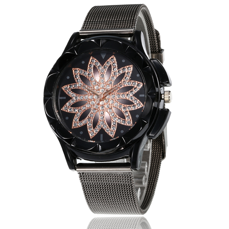 厂家直销花朵钢带手表男士韩版抖音同款钢带时尚手表女士手表图