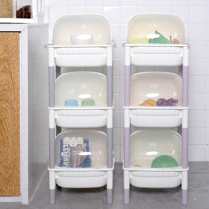 Covered transparent kitchen, bathroom and toilet multi-layer sealed dust-proof storage rack