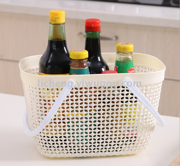35823 Imitation rattan woven desktop storage basket, hollow storage basket, storage basket, plastic basket Application Scenario