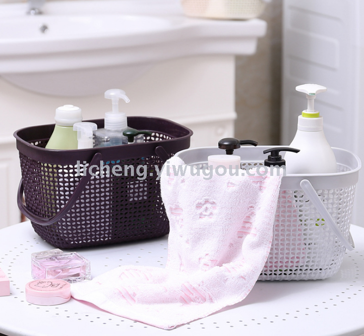 35823 Imitation rattan woven desktop storage basket, hollow storage basket, storage basket, plastic basket Specification image