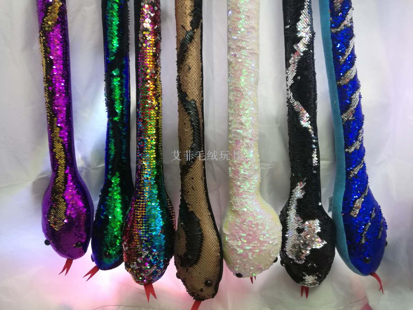 Sequin snake novelty toy toe-pulsing plush toy thumbnail