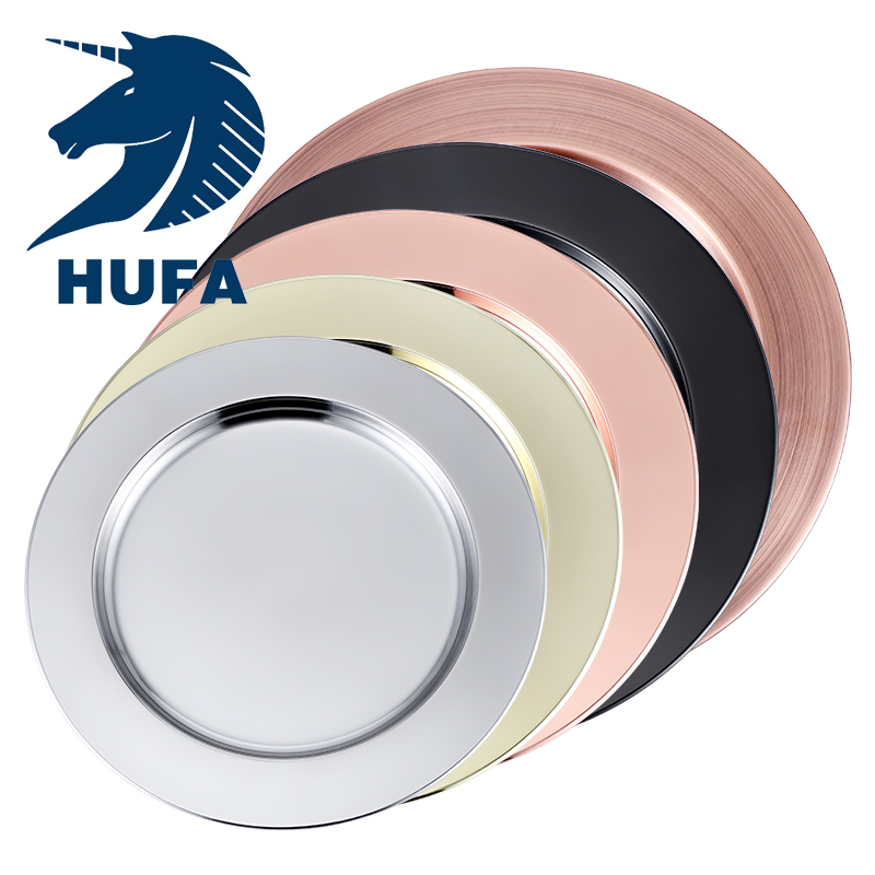 Hotel supplies flat plates, European-style trays, Western dining plates, round mirror plates, round trays