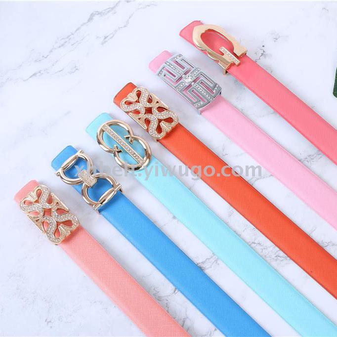 Fashion personality pin button automatic buckle ladies belt candy color belt