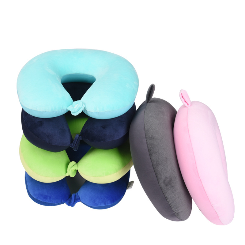 Foam particle solid-color U-shaped pillow, airplane travel pillow, solid-color U-shaped neck pillow, single-color nap neck pillow customization