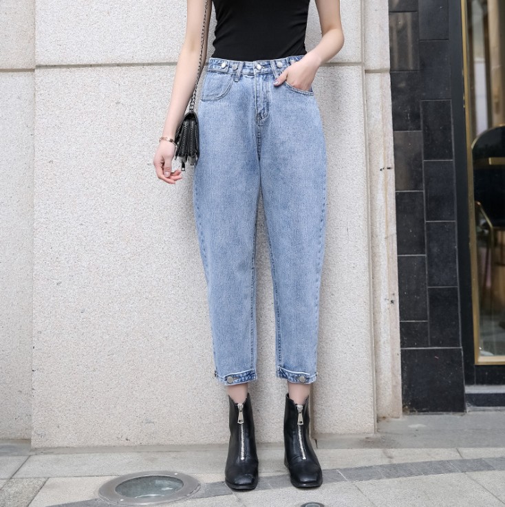 Wide-leg jeans 2019 new style slimming loose, Sakurada Kawashima straight leg, first love student dad Radish details Picture