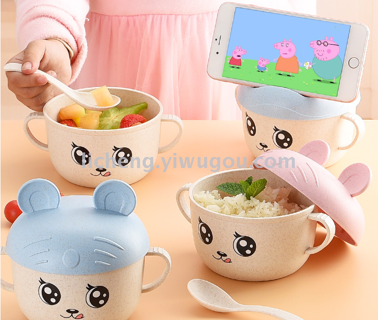 儿童碗防摔卡通碗 塑料婴儿碗 儿童餐具碗勺套装