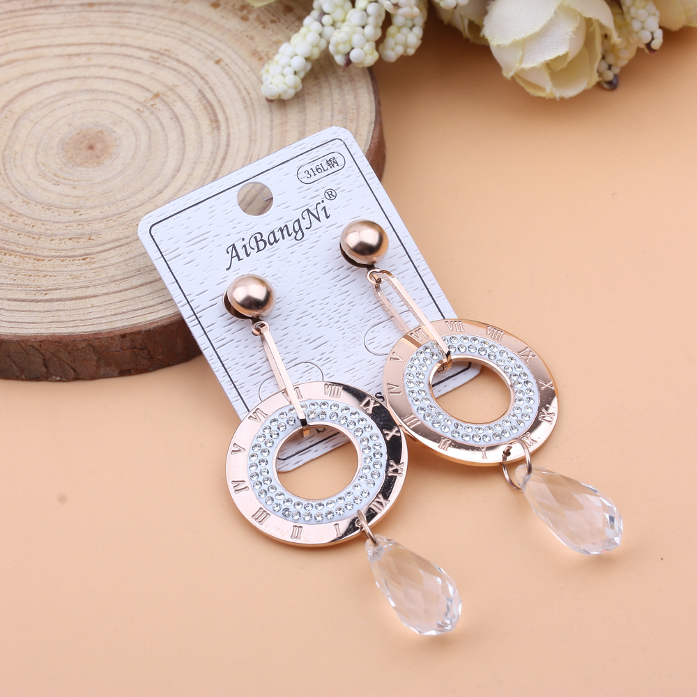 10-yuan store accessories titanium steel tassels suitable for round faces, trendy, versatile, fashionable and slimming earrings for women details Picture