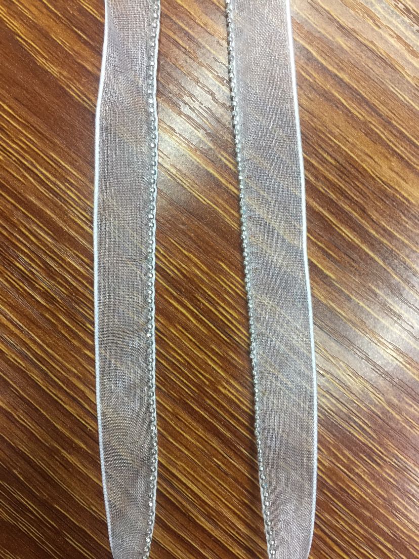 Black and white ribbons with copper chains, 1.5 cm wide, in stock, factory direct sales