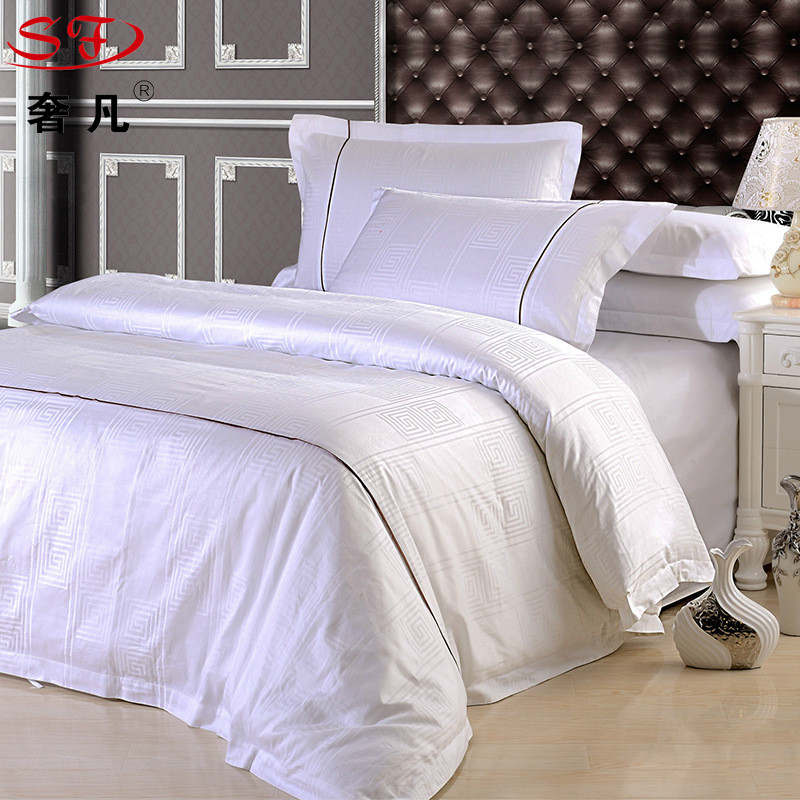 Shefan Hotel Supplies Wholesale: Five-star hotel four-piece set, Pure cotton brocade Jacquard four-piece set, hotel supplies details Picture