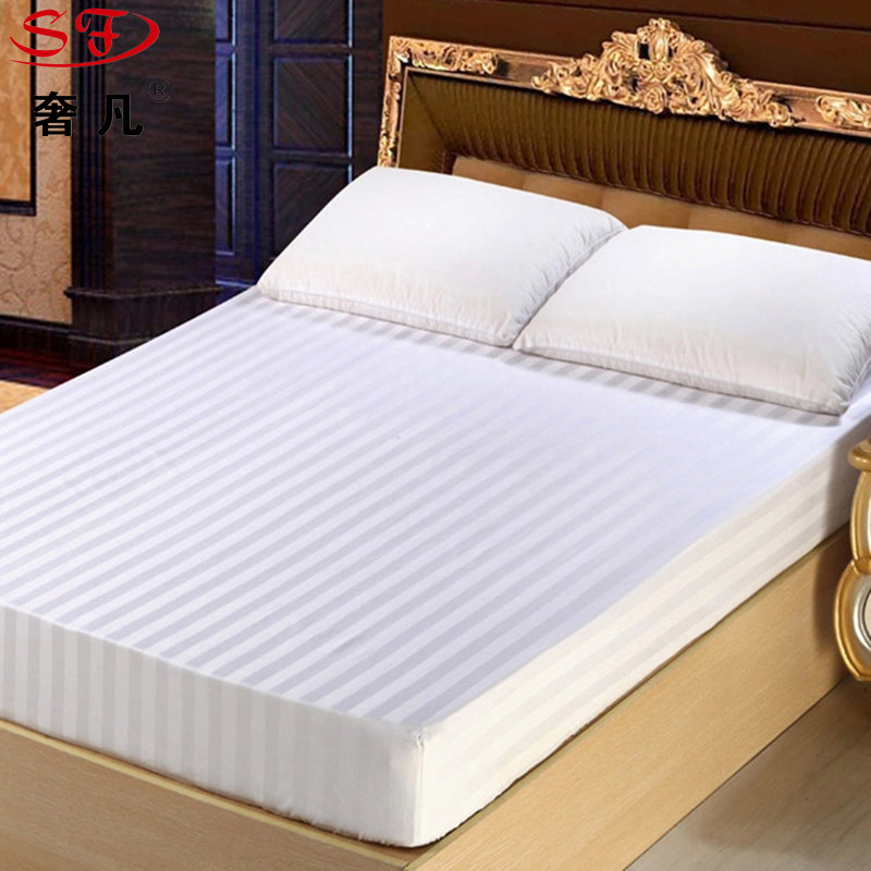 Shefan Hotel Supplies pure cotton dense white satin strip bed covers, hotel bed covers, hotel linen manufacturer wholesale