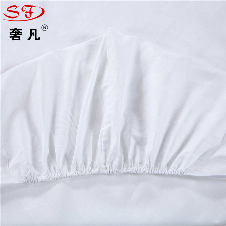 Shefan Hotel Supplies pure cotton dense white satin strip bed covers, hotel bed covers, hotel linen manufacturer wholesale Specification image