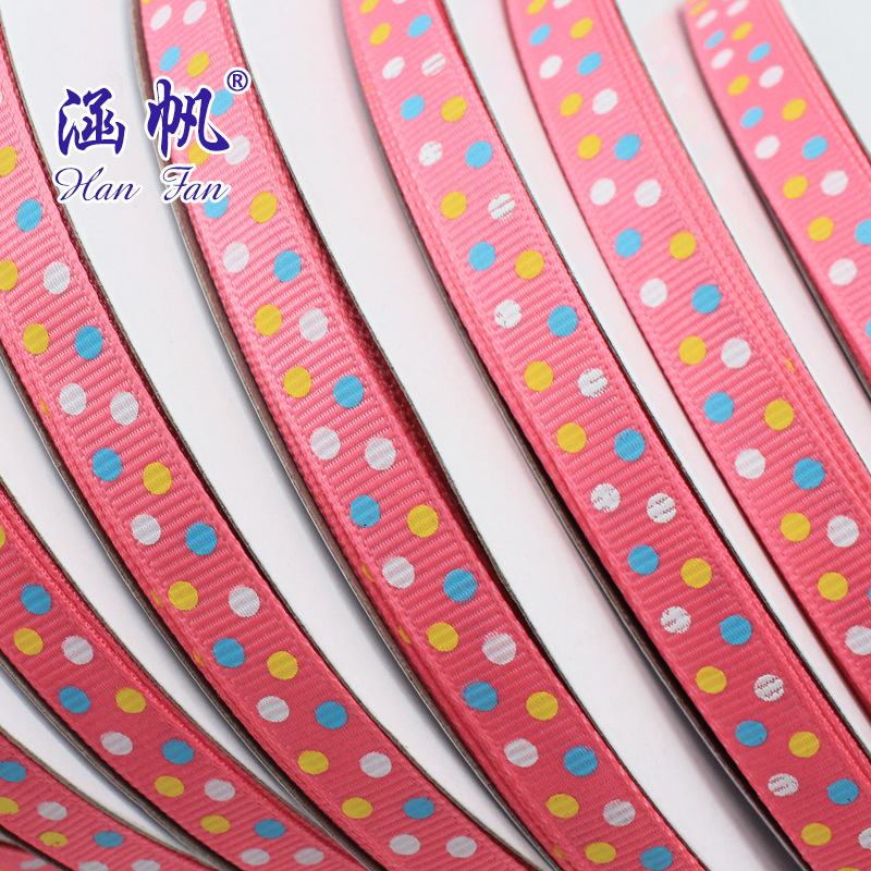 Ribbed Ribbon Printing Diy Ribbon Printing Dot Ribbon Printing Dot Polyester Ribbon Polyester Ribbon Garment Accessories details Picture
