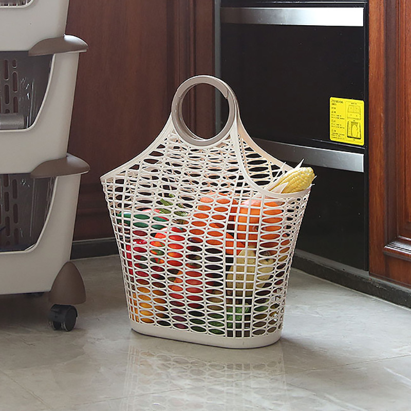Household kitchen storage baskets, supermarket grocery shopping baskets, hand-held plastic storage baskets