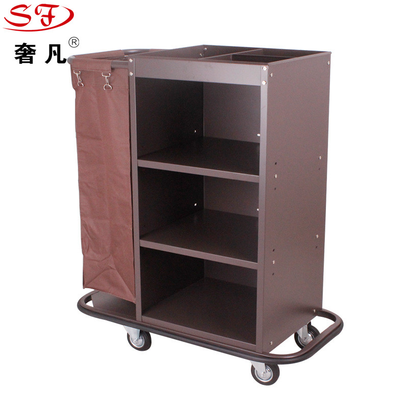 Customized single-sided room trolleys, hotel service trolleys, hotel room trolleys, cleaning work hand carts and linen trolleys Specification image