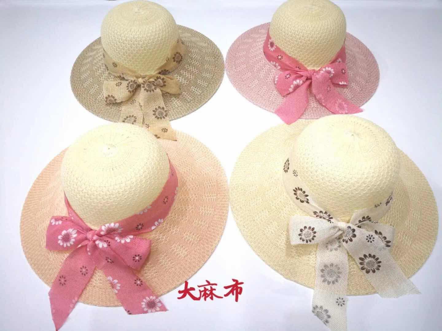 Uv-blocking, sunshade, beach sun protection hat, sun woven hat, women's floral print, summer wide-brimmed hat, beach hat details Picture