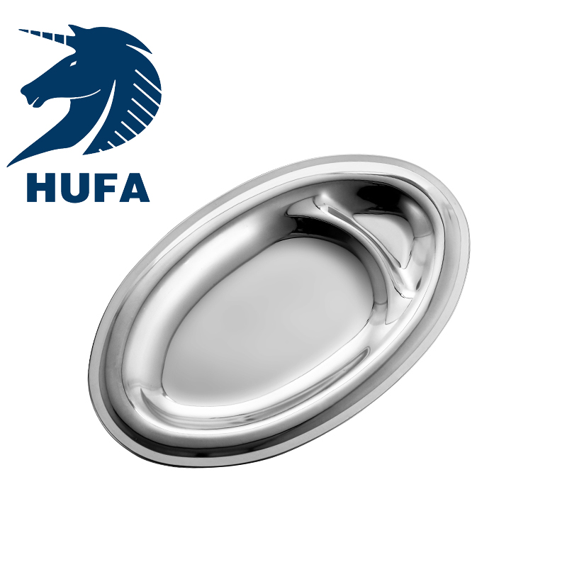 Factory direct sales of stainless steel fruit plates, oval egg-shaped European-style embossed plates and egg plates details Picture