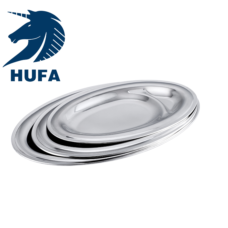 Factory direct sales of stainless steel fruit plates, oval egg-shaped European-style embossed plates and egg plates
