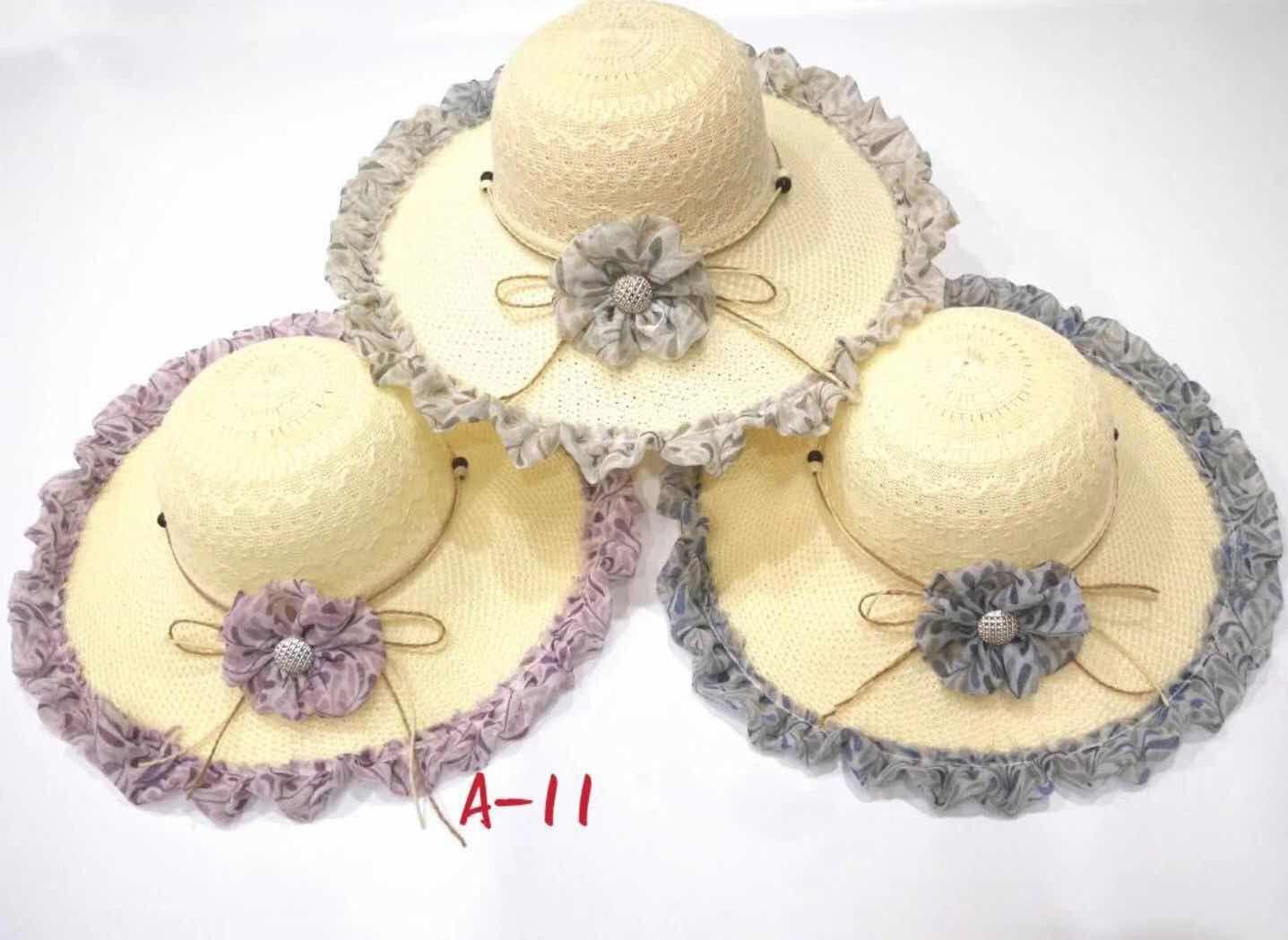 Uv-blocking, sunshade, beach sun protection hat, sun woven hat, women's floral print, summer wide-brimmed hat, beach hat Specification image