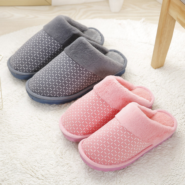 New home cotton slippers men and women autumn winter indoor wood floor non-slip support shoes thick soles lovers home slippers thumbnail