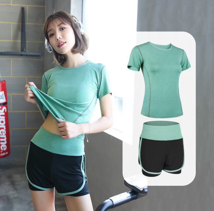 春夏新款暴汗服运动套装健身衣跑步服速干瑜伽服两件套女