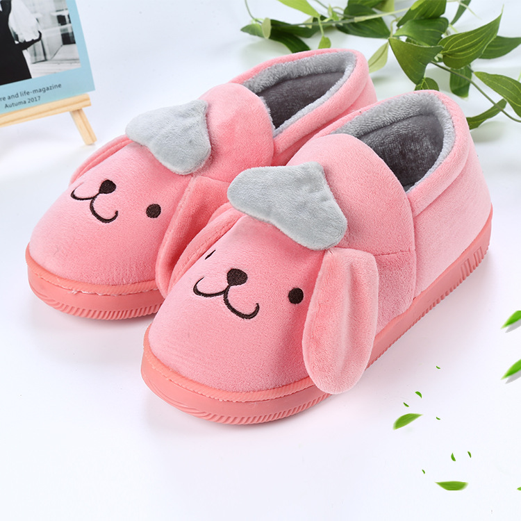 Fashion cartoon dog head warm non-slip all - wrapped cotton slippers autumn winter new lovers home slippers wholesale