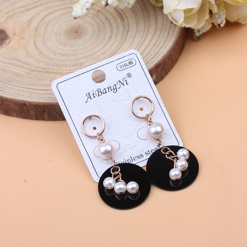 Premium store supply: Korean version titanium steel long earrings and ear strings mixed batch personalized rose gold shell earrings and stud earrings details Picture