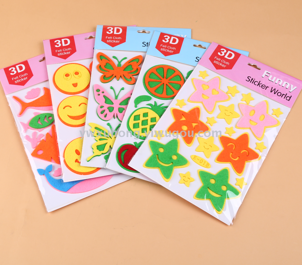 Butterfly fruit non-woven fabric layered stickers for children's educational decoration stickers, creative stickers for children's room photo frames details Picture