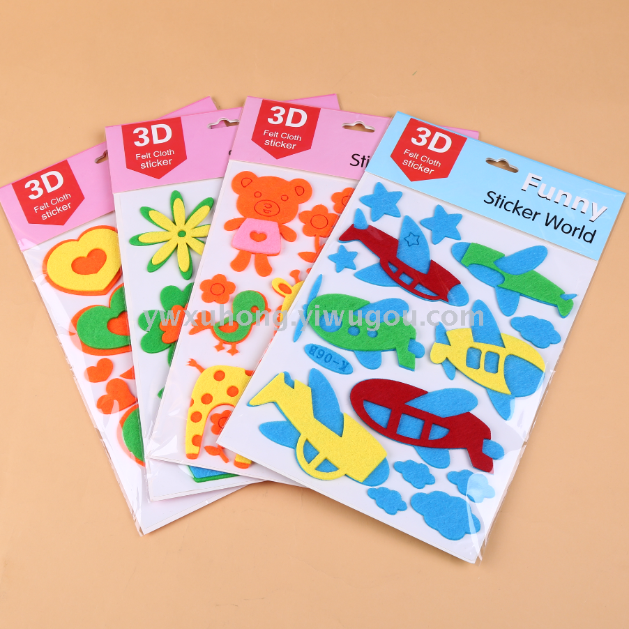 Butterfly fruit non-woven fabric layered stickers for children's educational decoration stickers, creative stickers for children's room photo frames