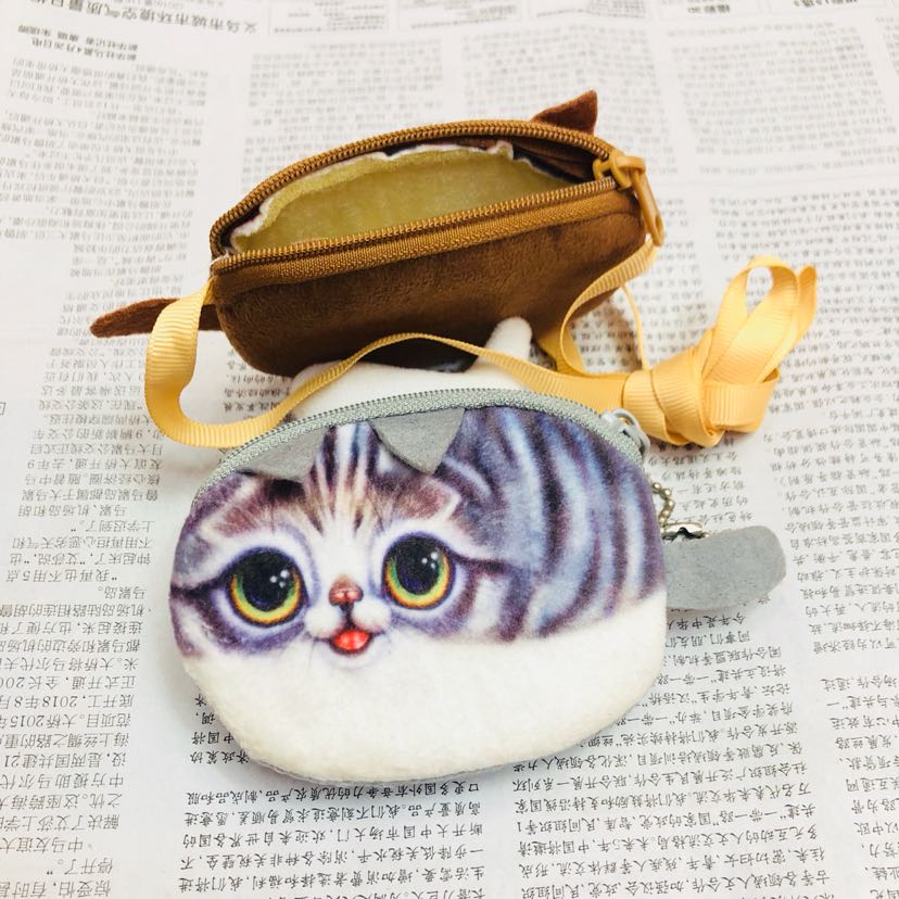 Plush wallet, coin purse, cat wallet, oval cat 10cm coin purse bag Application Scenario