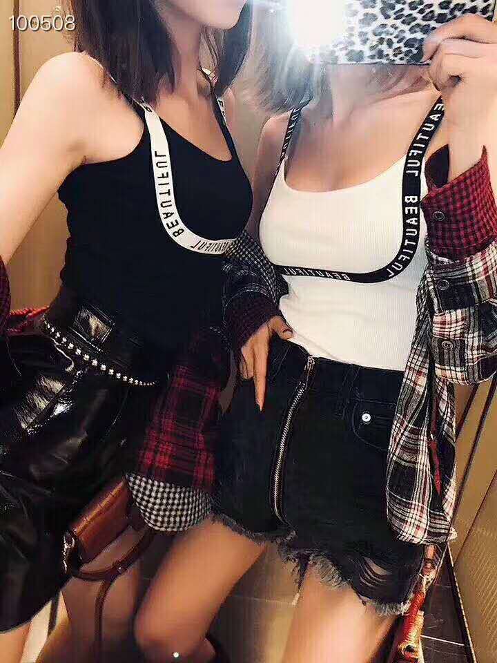 夏季吊带背心女款百搭款字母小吊带时尚韩版夏季网红款