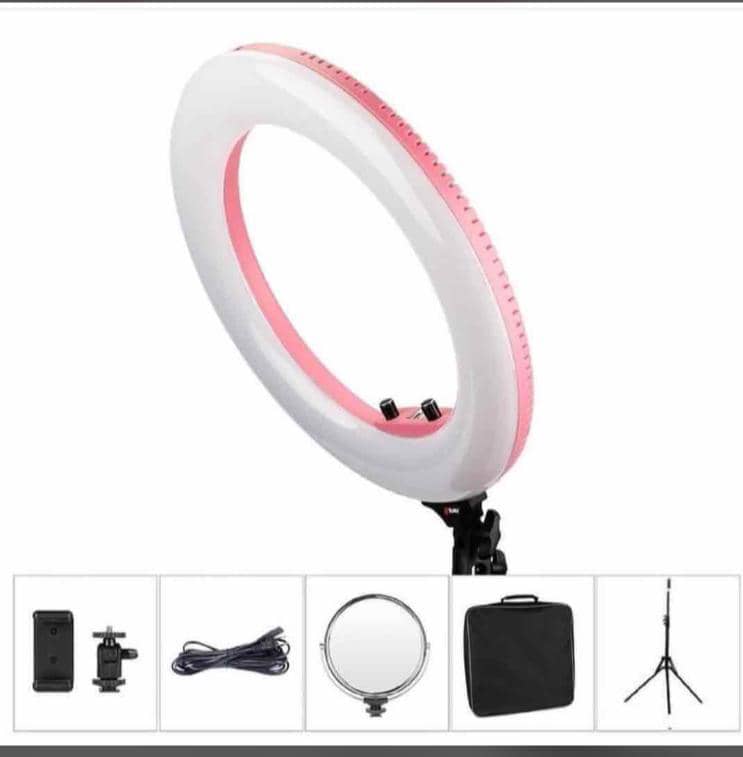 18-inch LED ring-shaped live-streaming stand dedicated to Internet celebrities, 3-color adjustable large aperture, beauty ring-shaped light for live-streamers details Picture