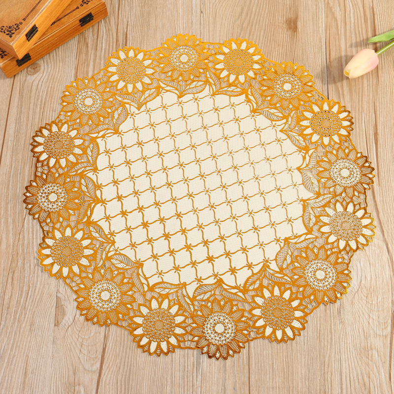 Exquisite gold and silver embossing process waterproof and heat-insulating placemats, coffee tables, coasters, buffet restaurant plates, trays and bowl MATS full figure