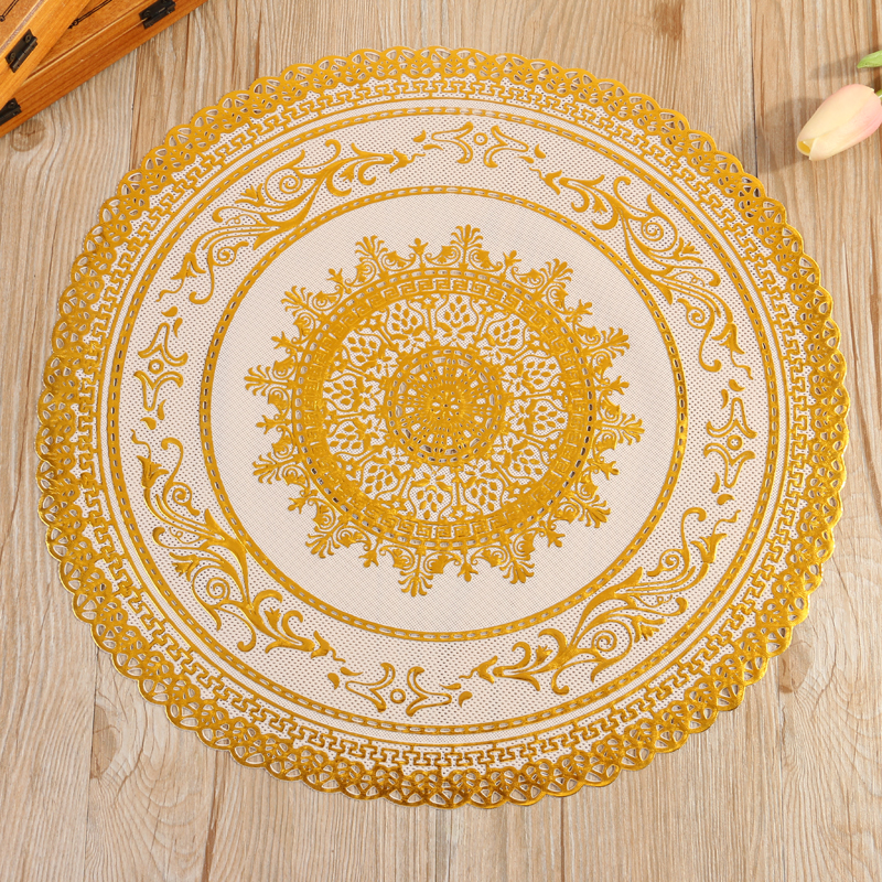 Exquisite gold and silver embossing process waterproof and heat-insulating placemats, coffee tables, coasters, buffet restaurant plates, trays and bowl MATS Specification drawing