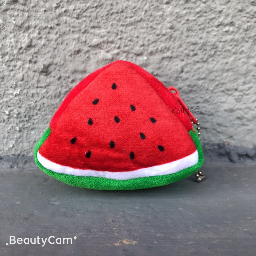 Plush wallet, printed coin purse, watermelon bag, triangular three-dimensional printed fruit wallet, coin bag details Picture