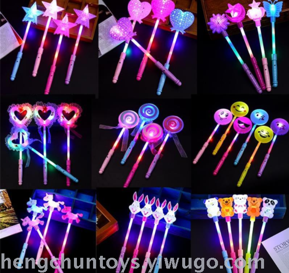 地摊夜市热卖荧光棒发光棒闪光棒夜光棒爱心魔仙棒仙女棒发光玩具