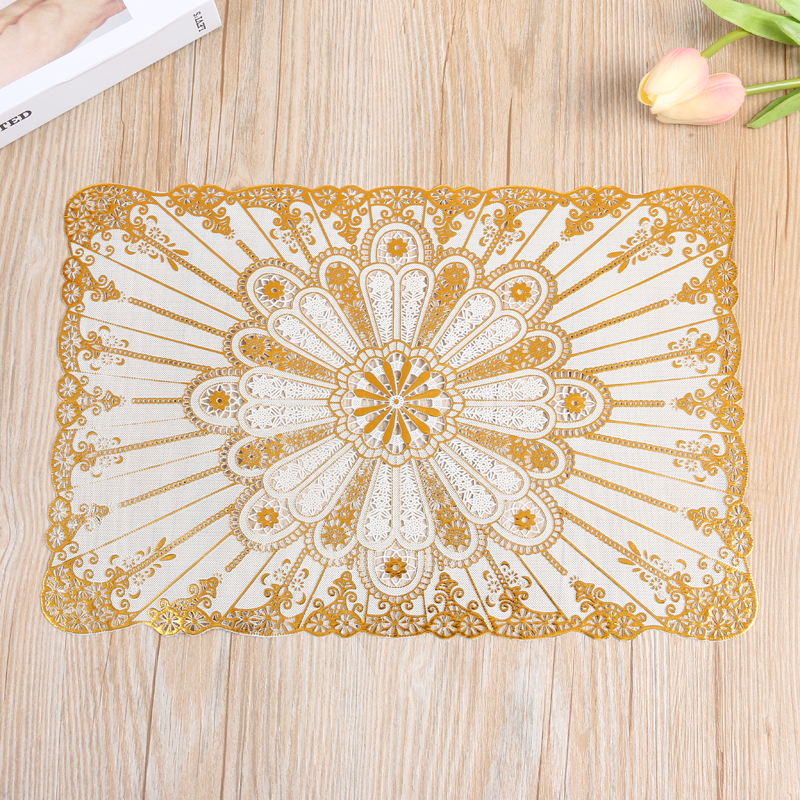 Rectangular 25*37cm eco-friendly placemats, heat insulation pads, waterproof and anti-slip Western placemats, PVC material table MATS and plate MATS full figure