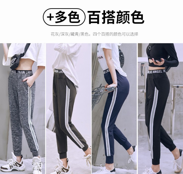 Women's Instagram trend sportswear pants 2019 Spring and Autumn new Loose black nine-inch tapered casual Halon radish pants Thin style details Picture