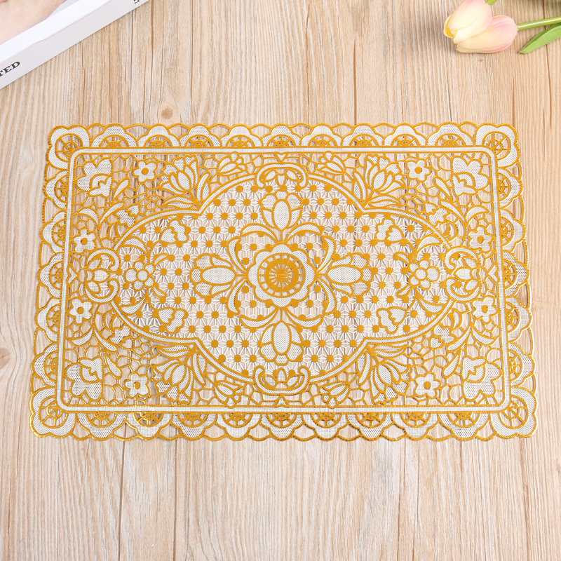 Rectangular 25*37cm eco-friendly placemats, heat insulation pads, waterproof and anti-slip Western placemats, PVC material table MATS and plate MATS details Picture