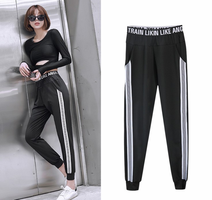 Women's Instagram trend sportswear pants 2019 Spring and Autumn new Loose black nine-inch tapered casual Halon radish pants Thin style Specification image